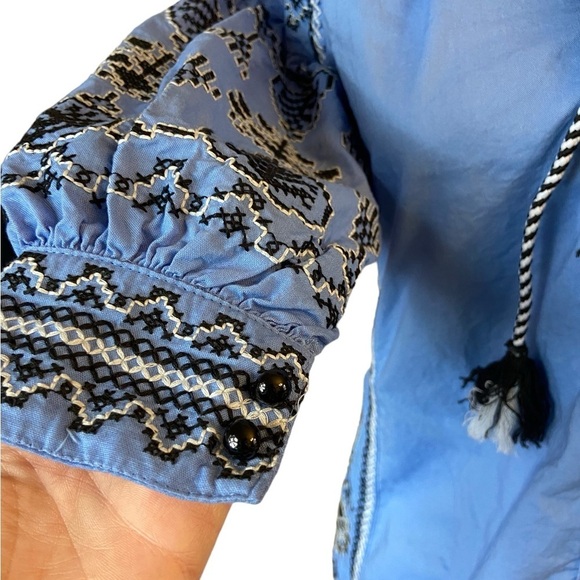 Gueanor Blue Embroidered Long Sleeve Tunic Dress - Picture 3 of 12